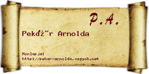 Pekár Arnolda névjegykártya